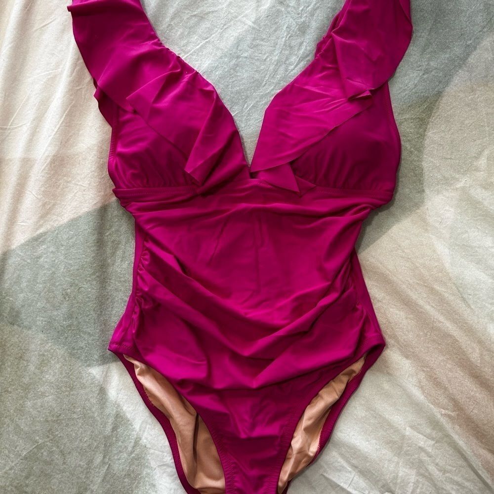 Vibrant Pink Ruffled Swimsuit